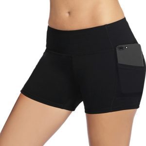High-Waist Workout Shorts with Phone Pocket – Women's Gym & Running Shorts