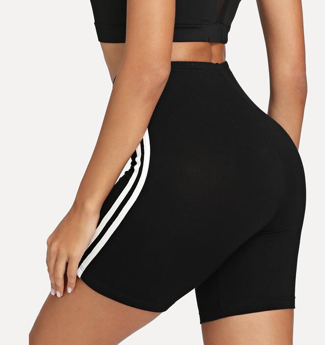 Striped Side Cycling Shorts – Women's Active Biker Shorts - Image 2