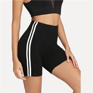 Striped Side Cycling Shorts – Women's Active Biker Shorts
