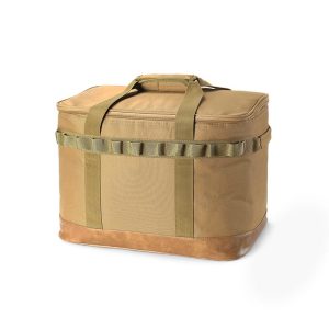 Outdoor camp storage organizer with reinforced handles