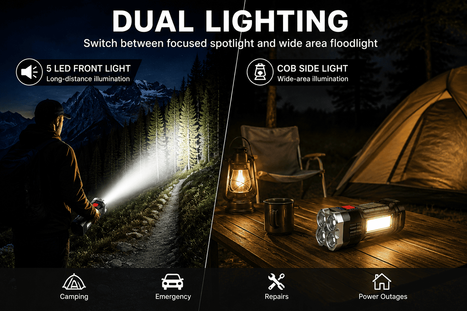 Rechargeable 5-LED Outdoor Flashlight - Image 2
