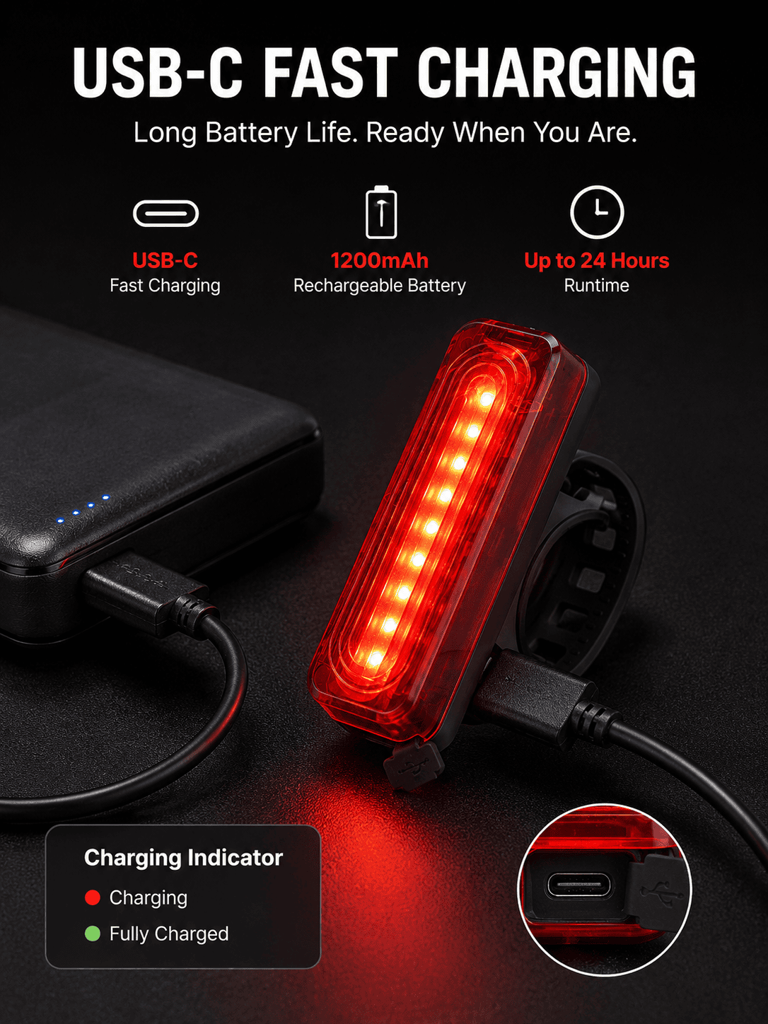 USB-C Smart Bike Tail Light - Image 4