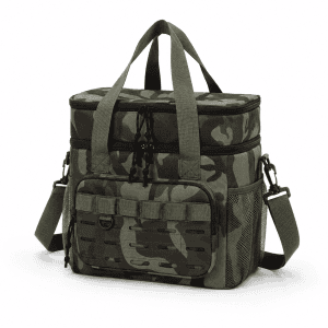 Insulated camping cooler bag with shoulder strap
