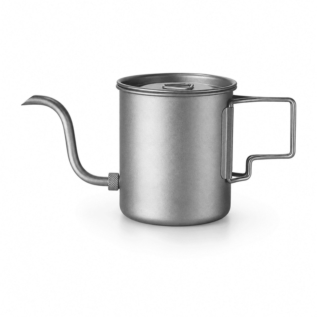 Ultralight titanium camping kettle with gooseneck spout