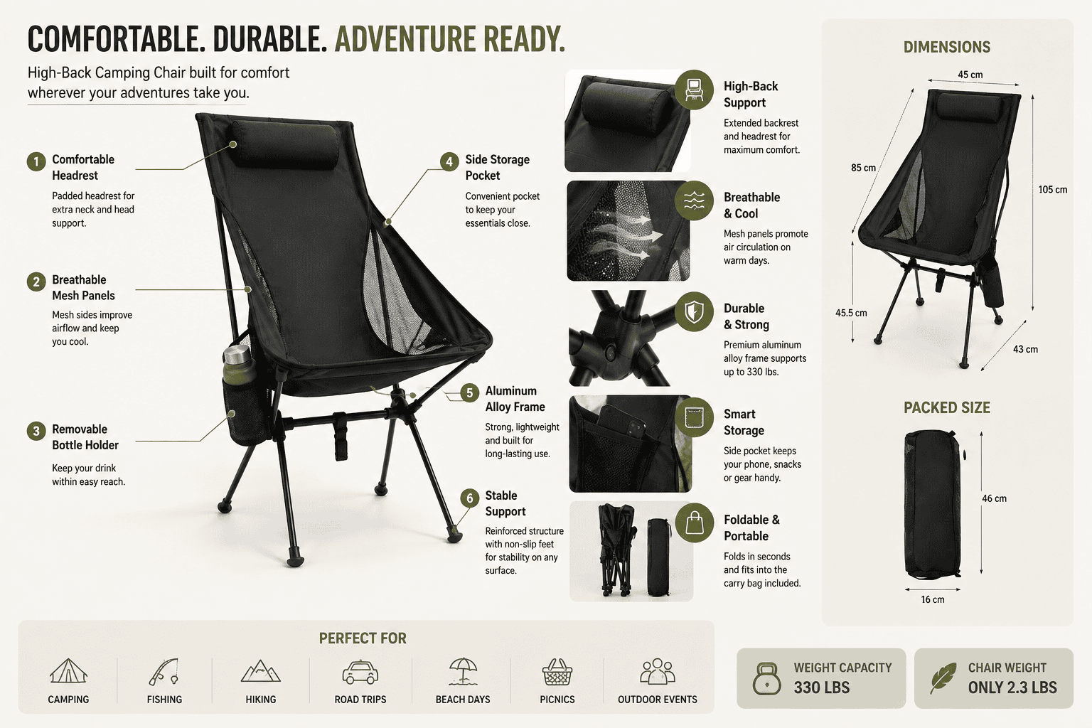 High-Back Camping Chair - Image 4