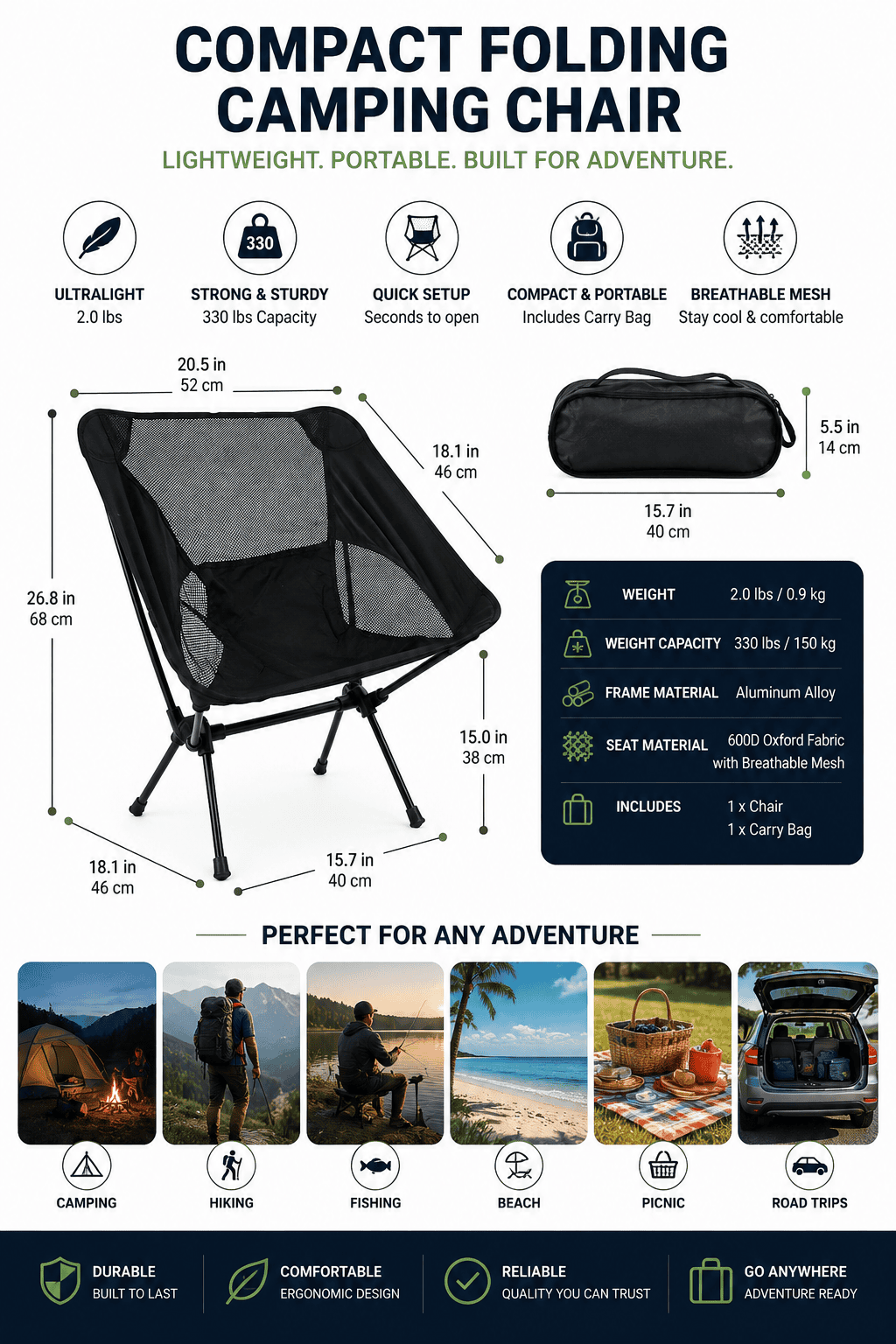 Compact Folding Camping Chair - Image 4