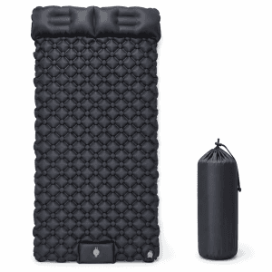 Ultralight inflatable sleeping pad with integrated pillow and storage bag