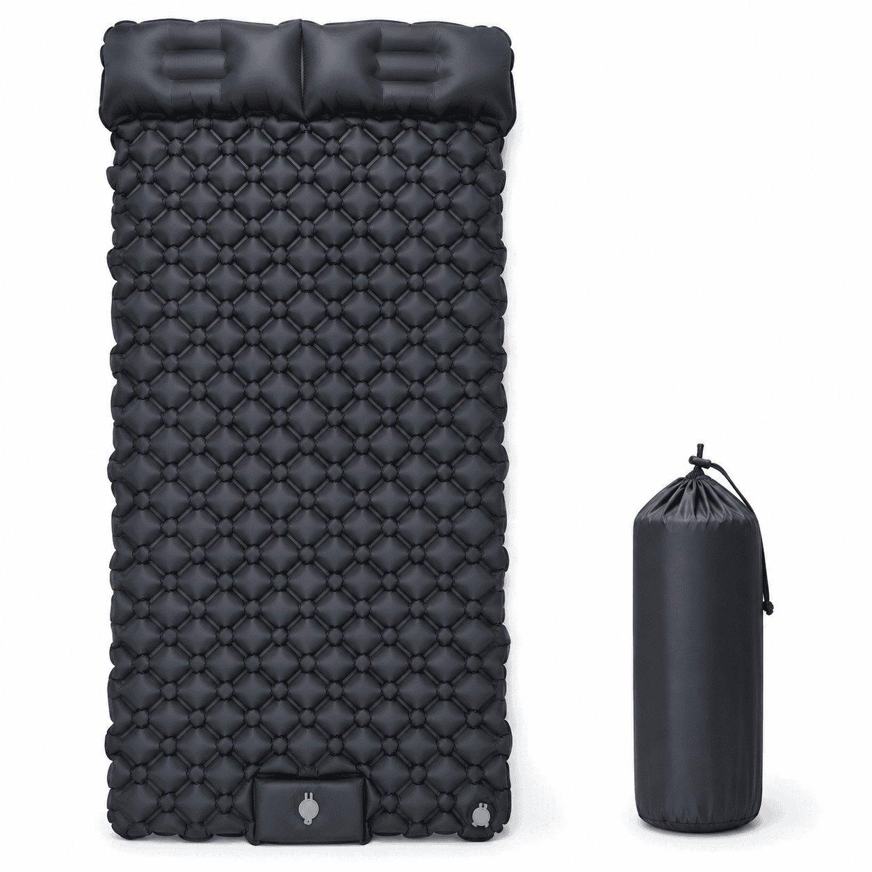 Ultralight inflatable sleeping pad with integrated pillow and storage bag