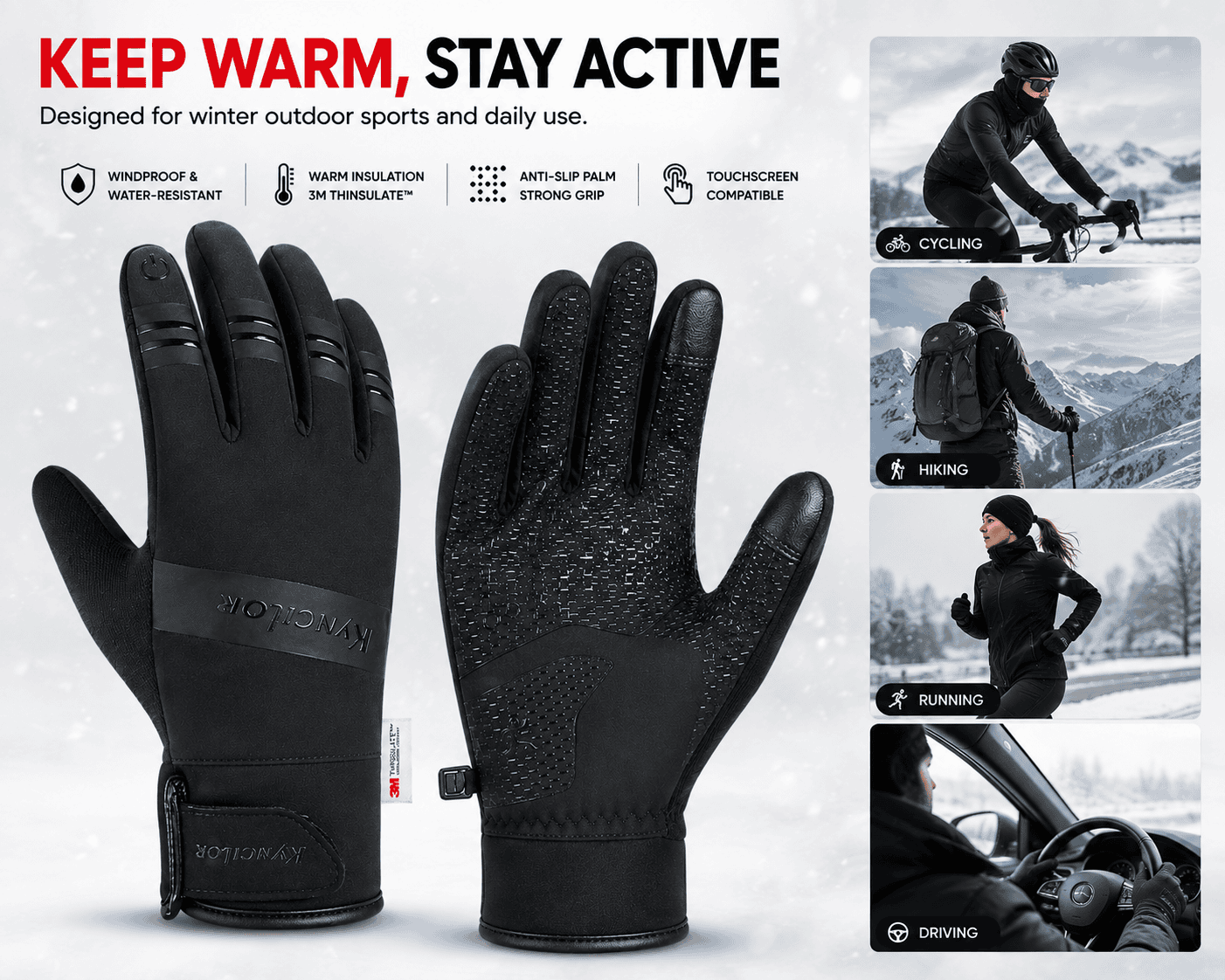 Insulated Hiking Gloves - Image 3