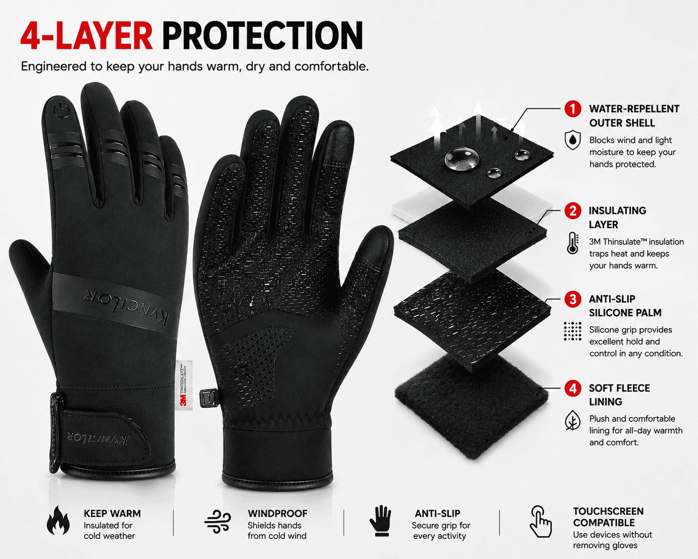 Insulated Hiking Gloves - Image 6