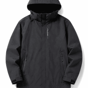 Waterproof hiking jacket with protective hood
