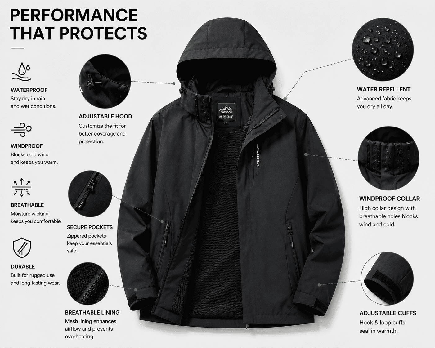 Waterproof Hiking Jacket - Image 4