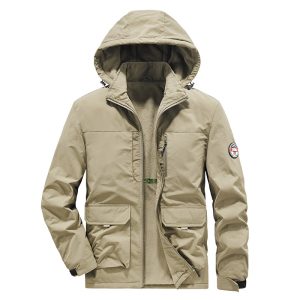 Men's Waterproof & Windproof Fleece-Lined Hooded Jacket